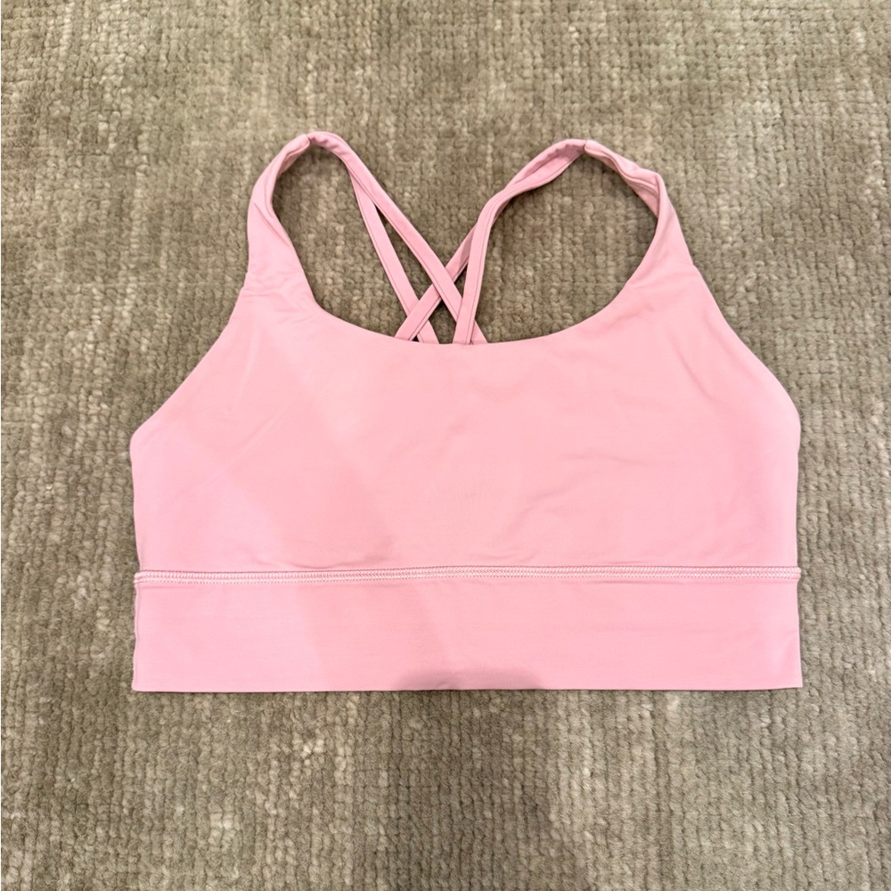lululemon energy longline bra pink puff size 8